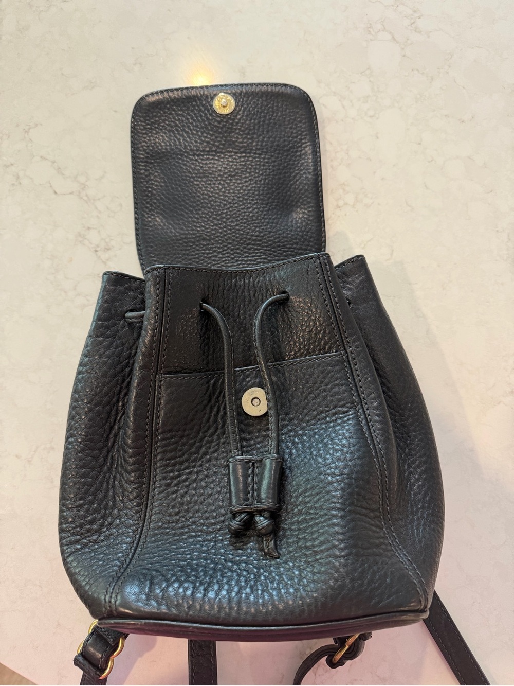 Coach Vintage Black Leather Drawstring Backpack Style 4925 - Picture 10 of 10